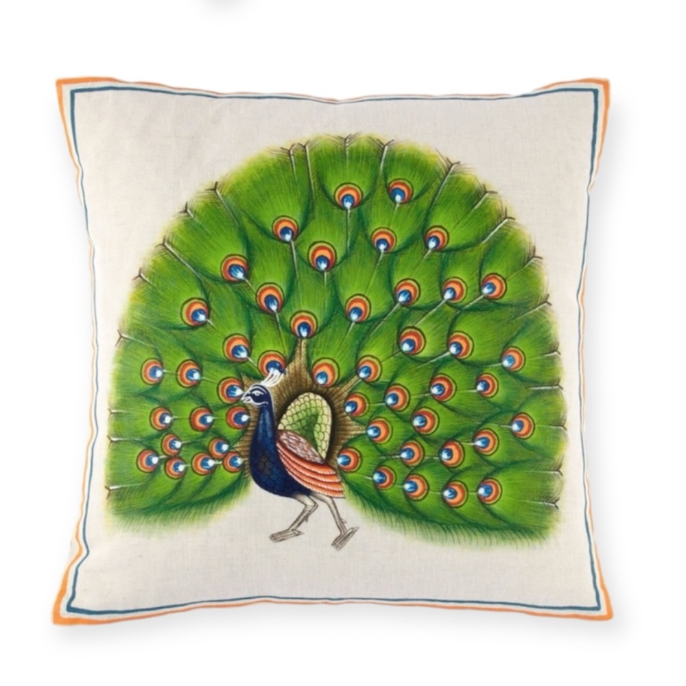 Anthropologie | John Robshaw • Green Peacock Pillow NWOT